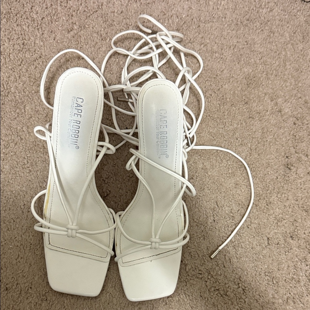 Cape Robbin White Lace-Up Heels